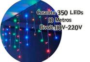 Cascata 10 Metros 350 Led com 8 Funções Bivolt Fio Branco/Fio Verde