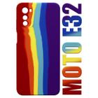 Case Aveludada Compatível Moto E32 Xt2227 6.5 Arco Iris LGBT + Película De Cerâmica - Luiza Cell25