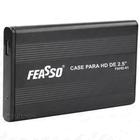 Case Gaveta Para HD 2,5 SATA de Notebook Sata USB 2.0 Preto Alumínio Feasso FAHD-01