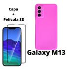 Case Veludo Rosa Compatível Galaxy M13+Pelicula Vidro 3D