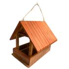 Casinha comedouro tratador de passarinhos artesanal em madeira nobre maciça muito durável para pássaros livre