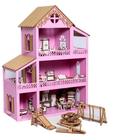 Casinha de Boneca Barbie Mdf Pintada Adesivada 53cm + 38 móveis brancos