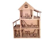 Casa Casinha P/barbie/polly/lol Grande 80cm + 25móveis Mdf em