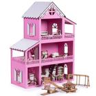 Casinha De Boneca Polly Mdf+36 Móveis Branco+parquinho+ Nome