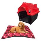 Casinha Plástica Pet Cães e Gatos N4 + Cama Acolchoada Rosa