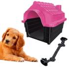 Casinha Plástica Pet Cães N3 Rosa + Brinquedo Mordedor Corda