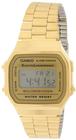 Casio A168WG-9 Relógio de alarme cronógrafo iluminador de banda de metal dourado vintage masculino