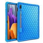 Caso de silicone fintie para Samsung Galaxy Tab S7 11'' 2020 (Modelo SM-T870/T875/T878), S Pen Holder Honey Comb Series Kids Friendly Light Weight Shock Proof Protective Cover, Azul