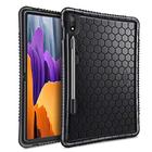 Caso de silicone fintie para Samsung Galaxy Tab S7 11'' 2020 (Modelo SM-T870/T875/T878), S Pen Holder Honey Comb Series Kids Friendly Light Weight Shock Proof Protective Cover, Preto
