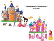 Castelo Medieval c/ cavalo e boneco + Castelo Princesa Judy brinquedo kit brinquedo menino menina