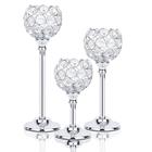 Castiçais de cristal TISLYCO, conjunto de 3 candelabros prateados