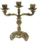 Castiçal 3 Velas Bronze Presentes Decoração Igrejas Religião - Wilmil