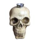 Castiçal para vela palito Crânio em louça 15cm Caveira Skull