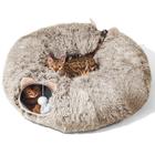 Cat Tunnel ZVBEK com cama para gatos de interior, pelúcia marrom