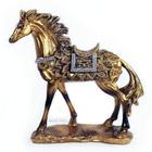 Cavalo Dourado Estatueta Decoração Estátua Premium