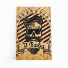 Caveira Barbearia Barba Vintage Quadro Canvas 60x40cm