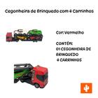 Cegonheira de Brinquedo com 4 Carrinhos - Vermelho