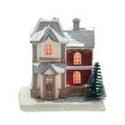 Cenário Vila Casa Natalina Decorativa Com Luz Neve Papai Noel Natal Presente Resina Sala Quarto Escritório Mesa Led Iluminada Decoração Enfeite Rack