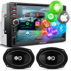 Central Multimídia 2 Din 7" Bluetooth Espelhamento Android Iphone Shutt Miami + Alto Falante 6x9"