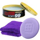 Cera de Carnaúba Soft99 Dark & Black + Aplicador de Espuma + Microfibra 350 GSM