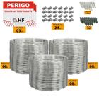 Cerca concertina dupla galvanizada 40cm caixa para 24 metros com kit de instalação (150 voltas) - HF Metalúrgica