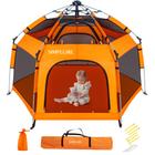 Cercadinho para bebês SIMPLGIRL Premium para uso interno/externo com dossel laranja