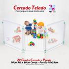 Cercado C/ Tela Chiqueirinho 2 Grades e Portão Baby Infantil Bebê Prático