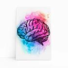 Cérebro Colorido Arte Azul e Rosa Quadro Canvas 60x40cm