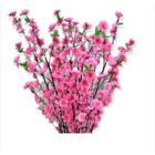 Cerejeira flores artificiais rosa kit 10 galhos folhagem