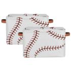 Cesta de armazenamento AUUXVA Baseball Stitches Laces 38x28x24cm 2PC