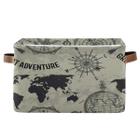 Cesta de armazenamento AUUXVA Nautical Compass World Map Canvas