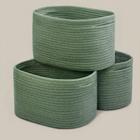 Cesta de armazenamento Proland Green Woven Cotton Rope Set 3