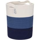 Cesta de armazenamento Sea Team Large Cotton Rope branca e azul marinho