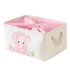 Cesta de elefante de berçário para bebês em rosa grande para menina - INough