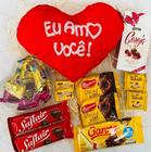 Cesta Dia Dos Namorados, Chocolate + Coração Pelúcia