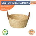 Cesta Organizadora Palha Multiuso em Fibra Natural 24x11 cm Mocca com Alça