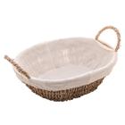 Cesta Oval De Sisal Com Forro Em Tecido 27Cm X 21Cm X 12,5Cm