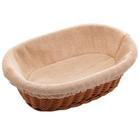 Cesta Porta Pão 24x17cm Oval Rattan Plástico Forro Tecido Cesto Lyor