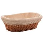 Cesta Porta Pão 27x20cm Oval Rattan Plástico Forro Tecido Cesto Lyor