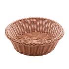 Cesta redonda de rattan plástico 21cm para mesa posta marrom para pão ou alimentos de cozinha - lyor