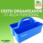 Cestinha Cesto Funcional Azul Organizador de Produtos de Limpeza Acessórios Obra Alça Multifunção