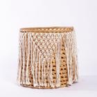 Cesto Cachepot Natural Macrame Franjas Sem Alças 25x25