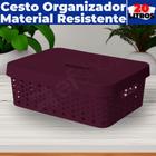 Cesto Caixa Organizadora C/ Tampa Armário Gaveta Lavanderia 20L Grande (46X34) - Usual Utilidades