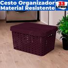 Cesto Caixa Organizadora Rattan Grande Com Tampa 33 Litros (46x34x24) - Usual Utilidades