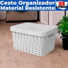 Cesto Caixa Organizadora Rattan Grande Com Tampa 33 Litros (46x34x24) - Usual Utilidades