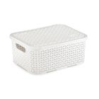 Cesto Caixa Organizadora Rattan Pequeno 4L Branco com Tampa - Nitron