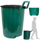 Cesto de Lixo Lixeira Grande Verde com Tampa Preta e Rodas 100 Litros Arqplast