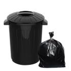 Cesto de Lixo Lixeira Redonda Grande Com Alças e Tampa 30 litros Preta