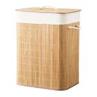 Cesto De Roupa De Bambu Forrado Com Tampa - Mimo Style
