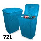 Cesto de Roupa Suja Grande Rattan Telado Organizador 72L